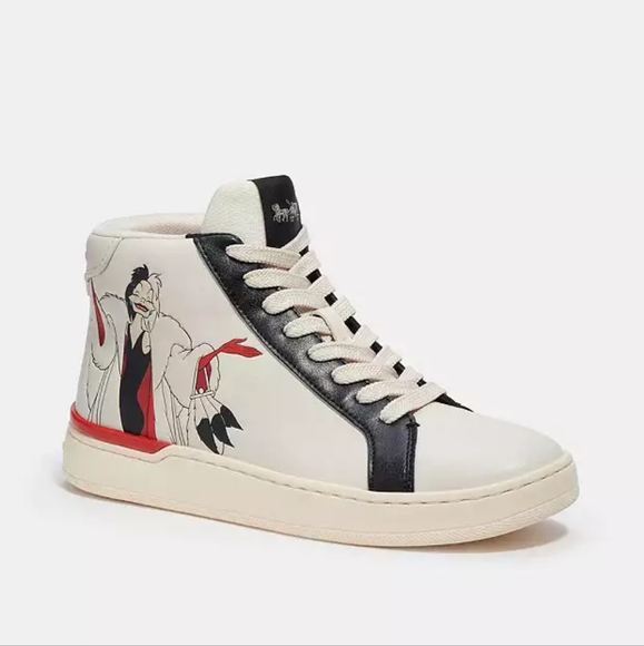 Disney X Coach Clip High Top Sneaker With Cruella Motif US Size 11B - Picture 1 of 12